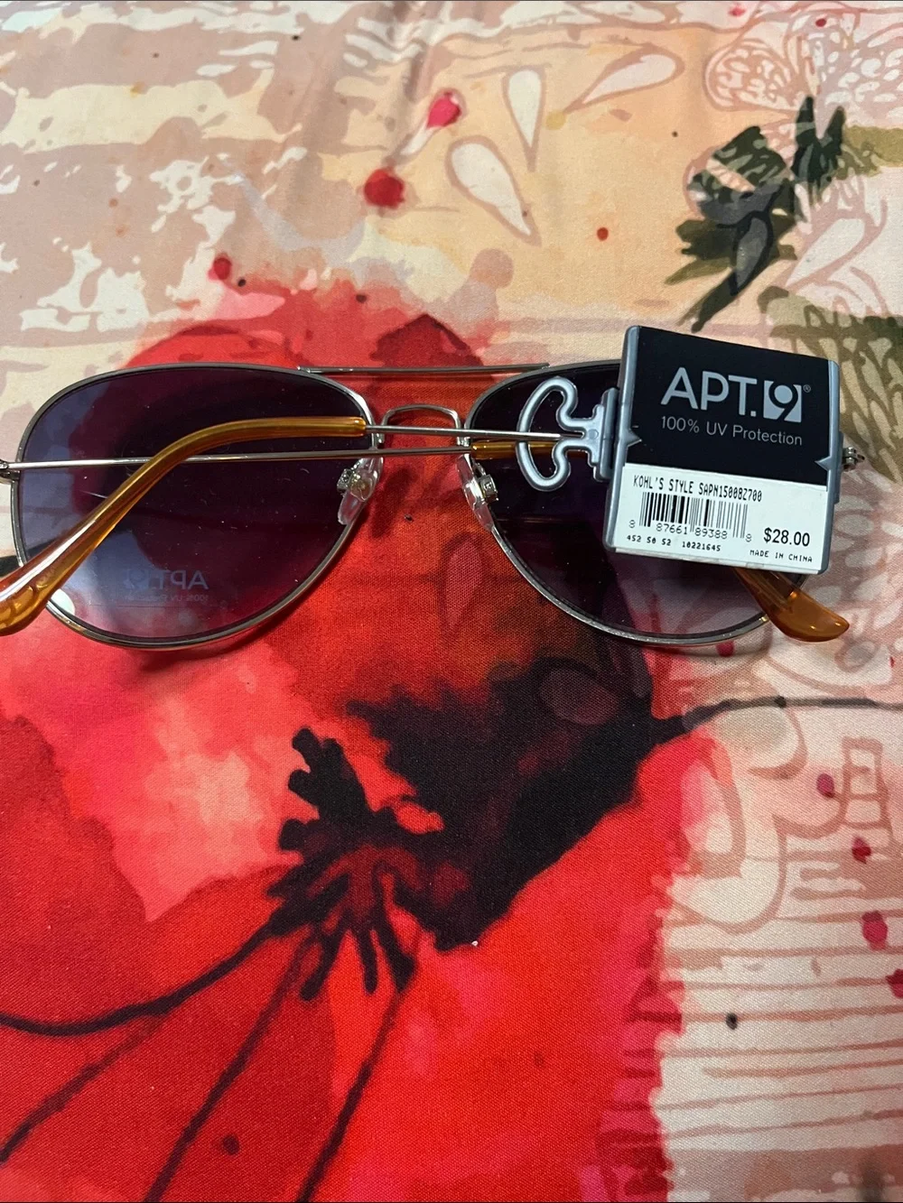 Apt. 9 Silver Aviator Sunglasses with Purple Gradient Lenses